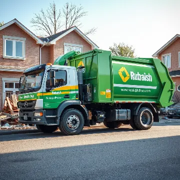 Rubbish Lift truck hauling away construction debris from a renovation site