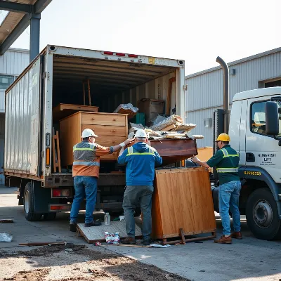 Rubbish Lift team efficiently loading heavy furniture onto a truck